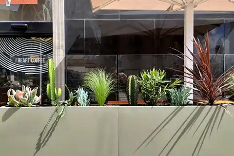 Plantas en la terraza de un restaurante